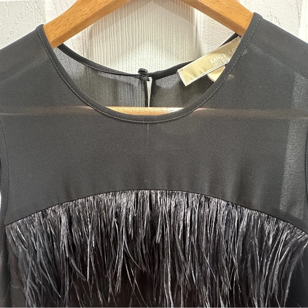 Michael Kors Black Ostrich Feather Sleeveless Blouse NWOT - Picture 4 of 10